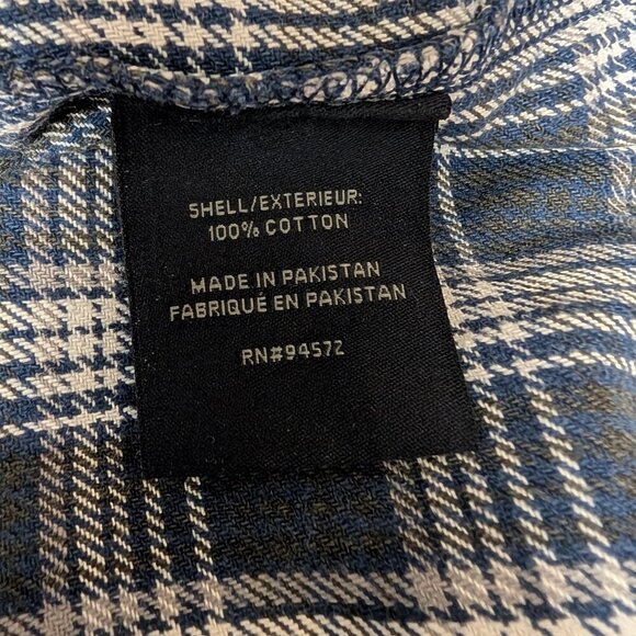 Workwear Flannel Shirt Blue White Plaid Heavy Duty Warm Fall Winter - Size L - Picture 7 of 8